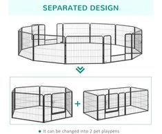 Pawhut Metalinė sulankstoma tvorelė augintiniams 60 cm aukščio su 12 plokščių