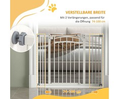 Pawhut Metaliniai apsauginiai varteliia, automatiškai užsidarančios durelės, 74-100 cm, be gręžimo