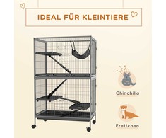 "Pawhut" narvas graužikams Daugiafunkcinis 4 platformos 3 rampos 4 durys Matmenys 80L x 52W x 128H cm Plieninis pilkas sidabrinis juodas