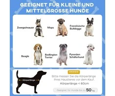 Pakelta šunų lova PawHut su stogeliu, augintinių lova, lauko gultas šunims su stogu, kvėpuojanti, mažiems ir vidutiniams šunims, tamsiai mėlyna, Oksfordo audinys, 76 x 61 x 69,5 cm