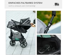 PawHut pet buggy lietaus dangtis saugos pavadėliai saugojimo krepšys sulankstomas maži šunys Oksfordo pilka