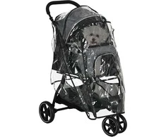 PawHut pet buggy lietaus dangtis saugos pavadėliai saugojimo krepšys sulankstomas maži šunys Oksfordo pilka