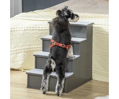 PawHut Pet laiptai 4 pakopų laiptai šunims laiptai katėms laiptai įėjimo pagalba su neslystančiu kilimėliu Pet kopėčios automobiliui lova sofa pilka 40 x 59 x 54,2 cm