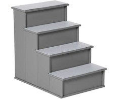 PawHut Pet laiptai 4 pakopų laiptai šunims laiptai katėms laiptai įėjimo pagalba su neslystančiu kilimėliu Pet kopėčios automobiliui lova sofa pilka 40 x 59 x 54,2 cm