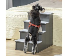PawHut Pet laiptai 4 pakopų laiptai šunims laiptai katėms laiptai įėjimo pagalba su neslystančiu kilimėliu Pet kopėčios automobiliui lova sofa pilka 40 x 59 x 54,2 cm