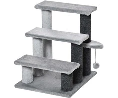 "PawHut Pet" laiptai katėms "Cat Tree" 3 pakopų laiptai katėms Laiptai šunims Medžio drožlių plokštės pliušinis džiutas pilka 45x40x48cm