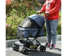 Mėlyna PawHut Pet vežimėlis Cat Buggy Oxford Mėlyna 76,5x52x95cm Maži šunys ir katės