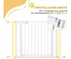 PawHut apsauginiai varteliai, laiptų varteliai, šunų varteliai, reguliuojami 75-96cm, automatinis užsidarymas