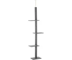 "PawHut" reguliuojamo aukščio draskyklė katėms, žaidimų medis, pilkas, 43x27x228-260cm