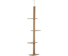 "PawHut" reguliuojamo aukščio draskyklė katėms, žaidimų medis, šviesiai rudos spalvos, 43x27x228-260 cm