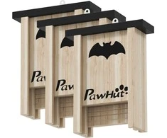 "PawHut" šikšnosparnių inkilas, 3 vnt., namelis šikšnosparniams, inkilas šikšnosparniams, inkilas šikšnosparniams kabinti soduose, sodybose, ūkiuose, eglės mediena, 18 x 6 x 22,5 cm, gamta