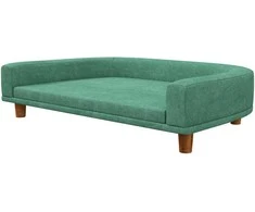 PawHut sofa šunims Patogi sofa su pagalvėle, idealiai tinka dideliems šunims, paaukštinta konstrukcija, medinės kojos, žalia, 98x67x25cm