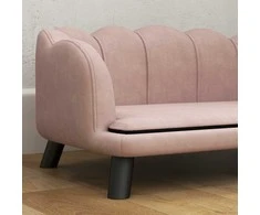 PawHut šunų sofa, plaunamas užvalkalas, naminių gyvūnėlių sofa su atlošu ir medinėmis kojelėmis, kačių sofa, vidutinio dydžio šunims iki 25 kg, rožinė