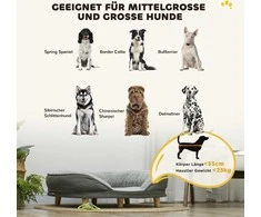 "PawHut" sofa šunims, skalbiamas užvalkalas, sofa naminiams gyvūnėliams su atlošu ir medinėmis kojomis, sofa katėms, skirta vidutinio dydžio šunims iki 25 kg, pilka