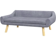 PawHut sofa šunims Stilinga sofa katėms su atlošu ir pagalvėlėmis, skirta vidutinio ir didelio dydžio šunims, aksomas, pilka, 102x58,5x42,5 cm