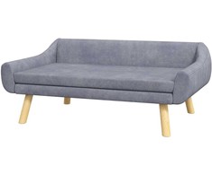 PawHut sofa šunims Stilinga sofa katėms su atlošu ir pagalvėlėmis, skirta vidutinio ir didelio dydžio šunims, aksomas, pilka, 102x58,5x42,5 cm