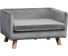 "PawHut" sofa šunims su medinėmis kojelėmis, pilka, 64x45x36 cm, skirta mažiems, iki 8kg sveriantiems šunims