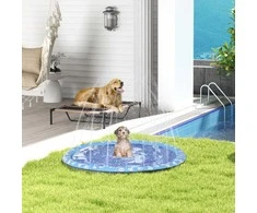 PawHut Splash Sprinkler Pad 150 cm purškiamo vandens žaidimų kilimėlis šunims, vandens purkštuvas, neslidus, lauko, PVC, mėlynas