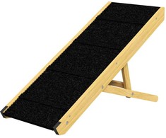 "PawHut" sulankstoma rampa šunims, reguliuojamo aukščio augintinių rampa, neslystanti pagalba mažiems ir vidutinio dydžio šunims iki 15 kg, 83,5 x 35 x 47,5 cm, gamta