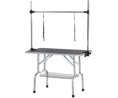 Pawhut Sulankstomas gyvūnų kirpimo stalas su apatiniu krepšeliu - Juodas 107 x 60 x 170 cm