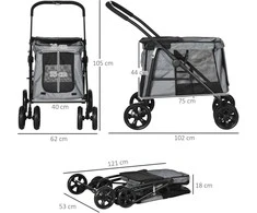 Pawhut Sulankstomas vežimėlis šunims iki 20 kg