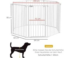PawHut šuniukų voljeras, 8 dalių aptvaras, sulankstomas šunų voljeras, šuniukų aptvaras su užraktu, 90 cm aukščio