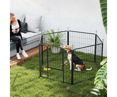 "PawHut" šuniukų vedžiojimo aikštelė 80 cm aukščio, 6-PLG. šunų aptvaras "pasidaryk pats" šuniukų vedžiojimo aikštelė su durimis, laisvas aptvaras mažiems ir vidutinio dydžio šunims, plienas, juoda