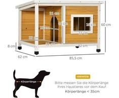 PawHut šunų namelis, eglės mediena, su terasa ir atidaromu stogu, mažiems šunims, vidaus/lauko, oranžinis