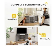 PawHut Šunų būda, poilsio dėžė mažiems ir vidutinio dydžio šunims, augintinių dėžė, šėrimo durelės, MDF, metalas, balta