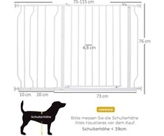 PawHut apsauginiai varteliai šunims ir vaikams, 75–115 cm, dvipusio atidarymo, plieniniai, balti | Aosom