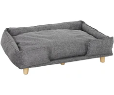 PawHut šunų sofa, sofa naminiams gyvūnėliams, lova augintiniams, nuimama ir skalbiama pagalvėlė, natūrali + tamsiai pilka