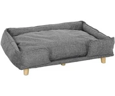 PawHut šunų sofa, sofa naminiams gyvūnėliams, lova augintiniams, nuimama ir skalbiama pagalvėlė, natūrali + tamsiai pilka