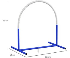 PawHut šunų dresūros įranga, Agility rinkinys šunims, 4 dalių kliūčių rinkinys vyresniems šunims, dresūros rinkinys su krepšiu, mėlyna/balta, 88 x 64 x 95 cm