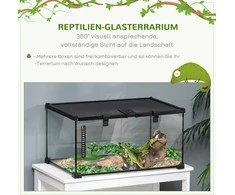 Pawhut Terariumas ropliams, varliagyviams ir voragyviams su termometru 50 x 30 x 25 cm