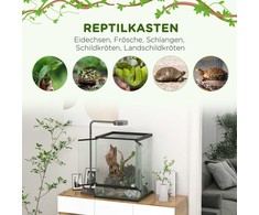 "PawHut" terariumas roplių maitinimo dėžutė Ventiliacija prieš pabėgimą 120L stiklinis terariumas kabelių valdymas amfibijų voras metalas juodas 45x45x60cm