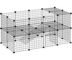 "PawHut" užtvara "pasidaryk pats" aptvaras mažiems gyvūnams, šuniukų aptvaras, 36 plokštės, juoda, 146x73x73cm