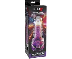 „Pipedream PDX ELITE“ vaizdo vamzdelis su permatomu „EZ-GRIP“ LED strokeriu