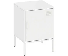Plieninė naktinė spintelė, daugiafunkcis staliukas, reguliuojama lentyna, skirta miegamajam, svetainei, balta