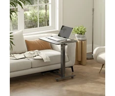 Reguliuojamo aukščio stovimas stalas HOMCOM su 4 ratukais, C formos, 65 cm x 48 cm x 70-110 cm, juodas