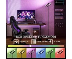 RGB pastatomas šviestuvas, pritemdoma lempa su daugiaspalvių apšvietimo galimybėmis, pasukamas, juodas