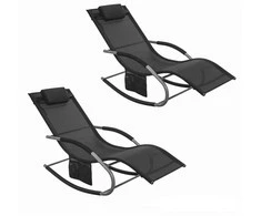 Sobuy 2 x supamasis krėslas, poilsio kėdė, lauko baldai, 2 sėdimos vietos, juoda, OGS28-SCHx2