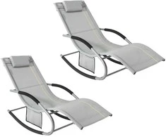 Sobuy 2 x supamasis krėslas, poilsio krėslas, lauko baldai, 2 sėdimos vietos, pilka, OGS28-HGx2