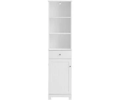 Sobuy Aukšta spintelė su lentynomis Vonios spintelė su stalčiais ir 1 durelėmis BZR17-W