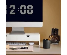 TV staliukas Sobuy Monitoriaus stovas, su 2 stalčiais, laikymo dėžė, fiksuoto aukščio, baltas, BBF02-W