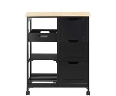 Sobuy Rolling Cart Serving Cart Storage Cabinet Virtuvės sala ant ratų FKW79-SCH