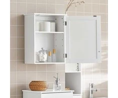 Sobuy Sieninė spintelė, Sieninė spintelė, su 1 durelėmis, balta, BZR19-W