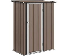 Sodo namelis 1,07 m² su nuožulniu stogu, 142 x 84 x 189 cm Įrankių namelis su užrakinamosiomis durimis, sodas, plienas, rudas