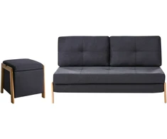 Sofa 3 vietų poilsio baldų komplektas „Beliani EDLAND“ su pufa, juodas