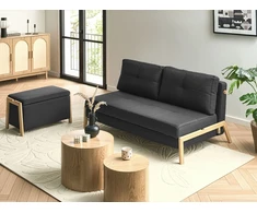 Sofa 3 vietų poilsio komplektas „Beliani EDLAND“ su suoliuku, juodas