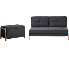 Sofa 3 vietų poilsio komplektas „Beliani EDLAND“ su suoliuku, juodas